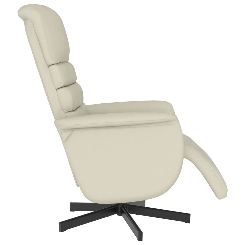 Fauteuil relax avec repose-pieds en cuir artificiel crème