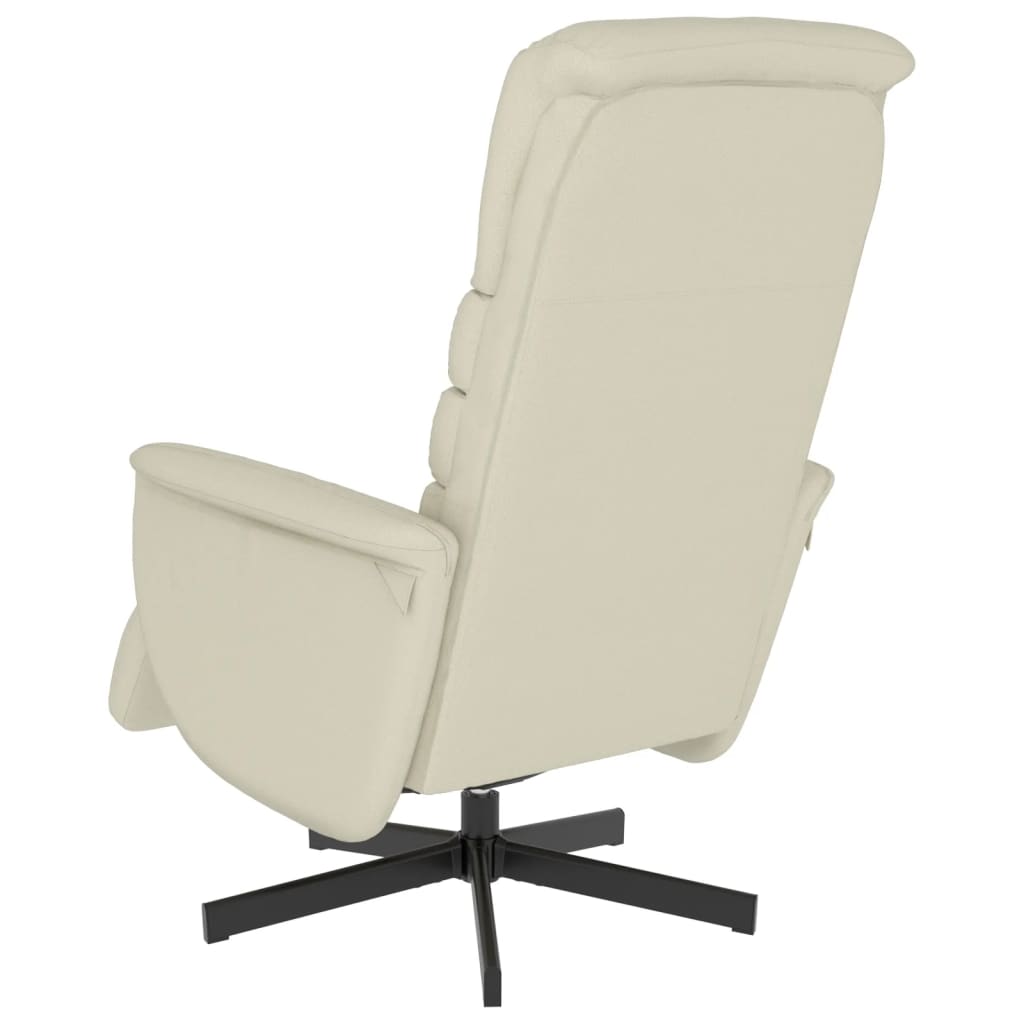 Fauteuil relax avec repose-pieds en cuir artificiel crème