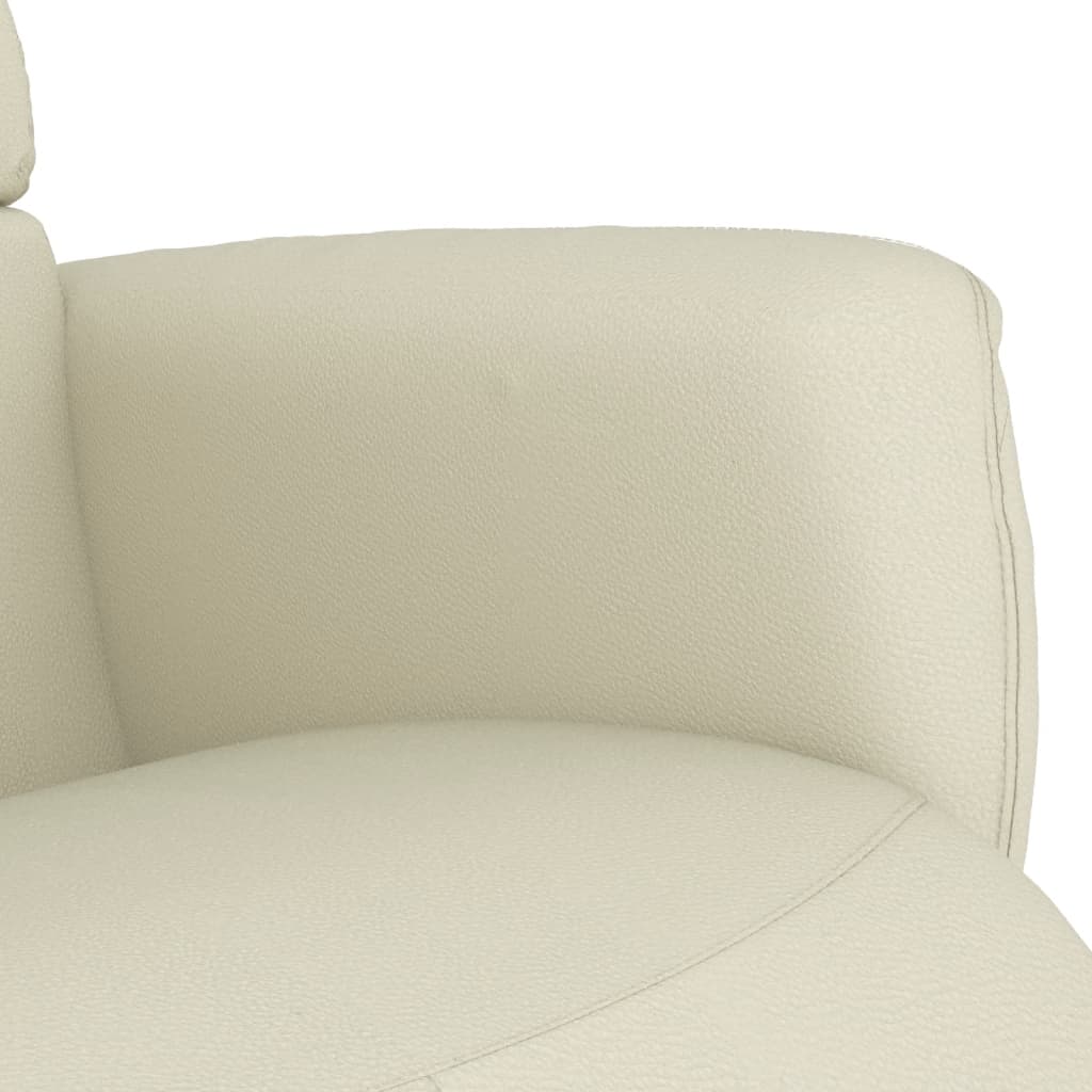 Fauteuil relax avec repose-pieds en cuir artificiel crème