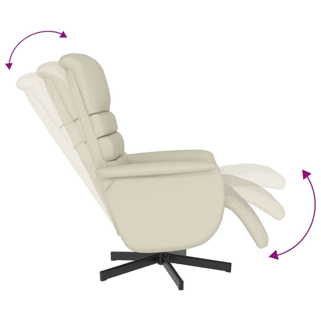 Fauteuil relax avec repose-pieds en cuir artificiel crème