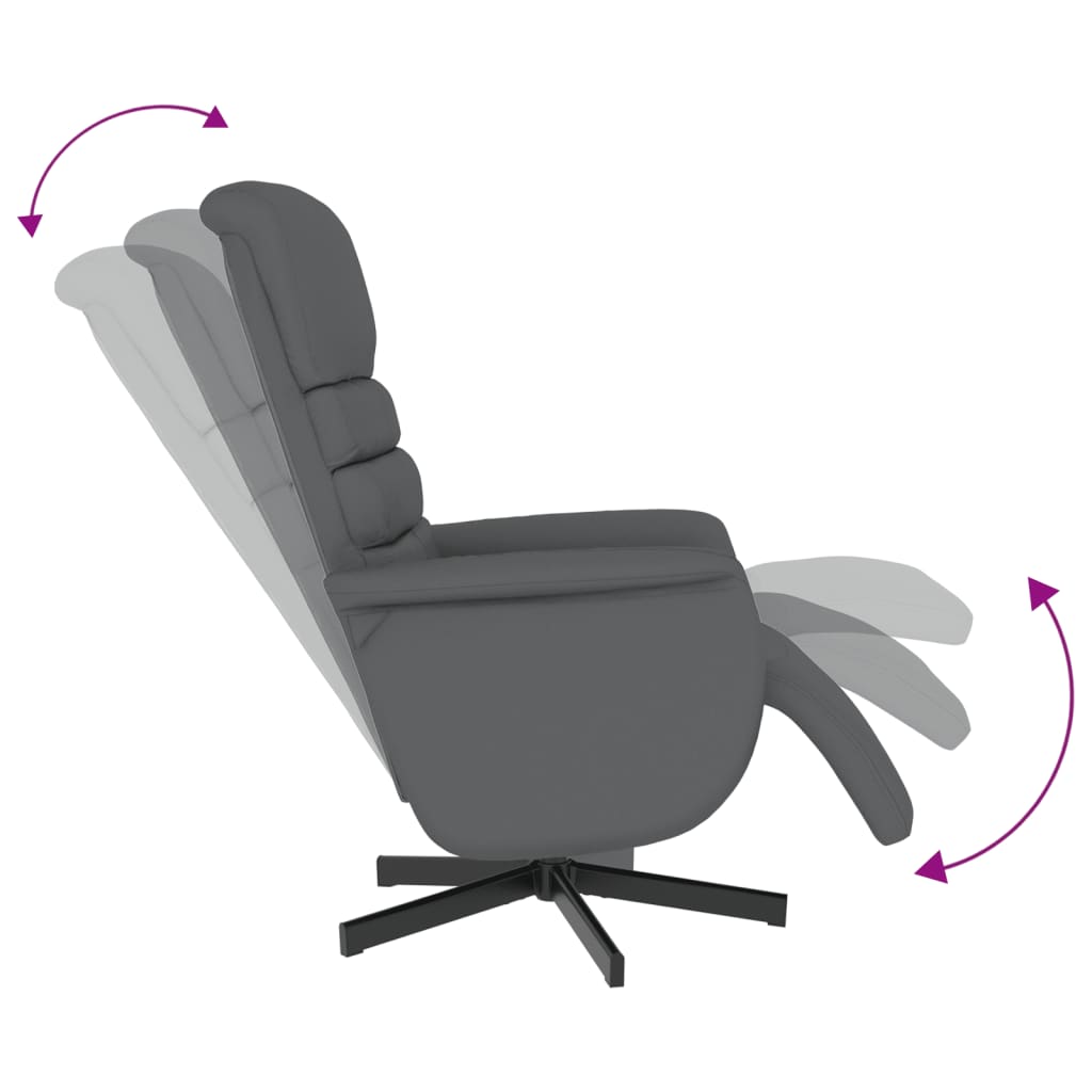 Fauteuil relax avec repose-pieds en similicuir gris