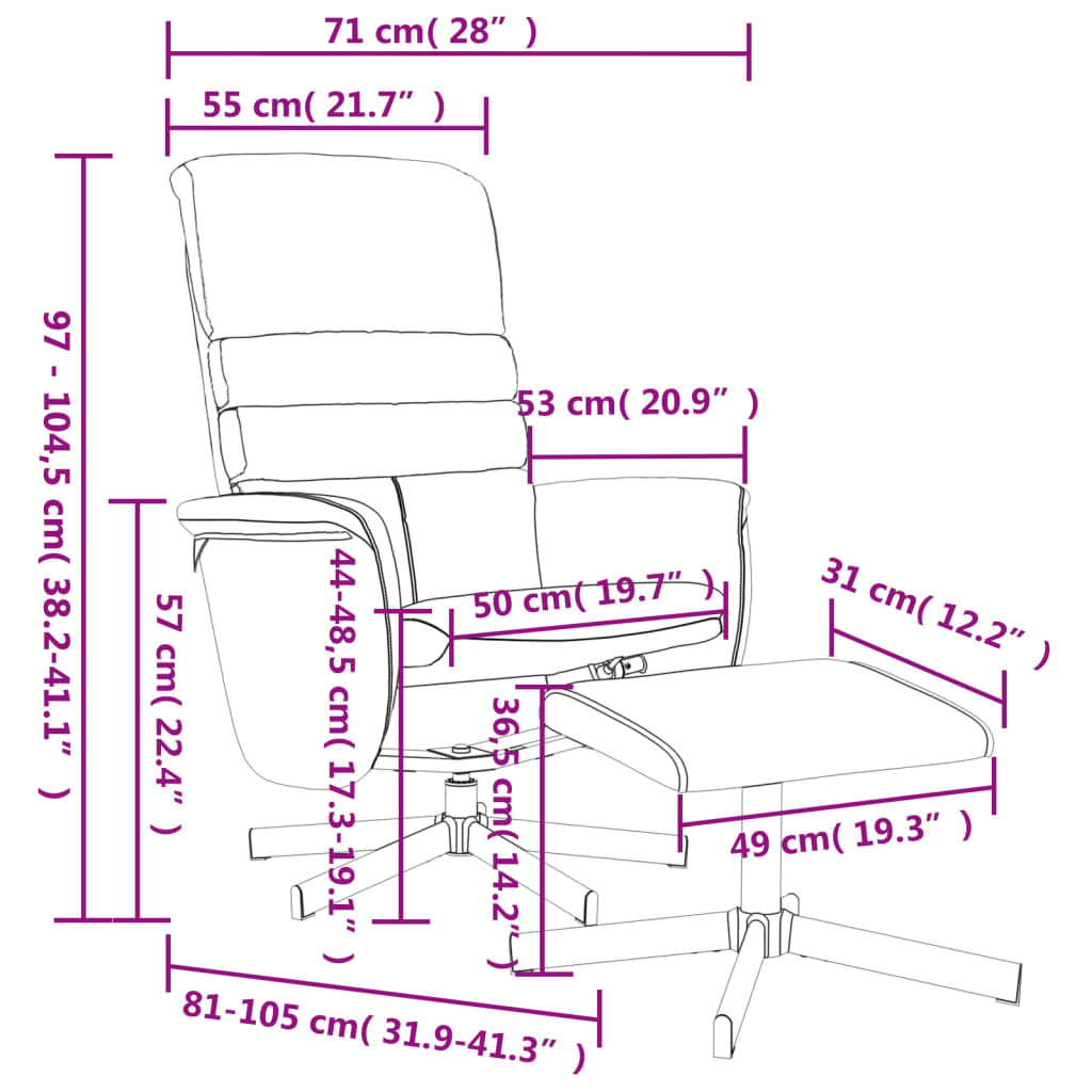 Fauteuil de relaxation avec repose-pieds simili cuir gris
