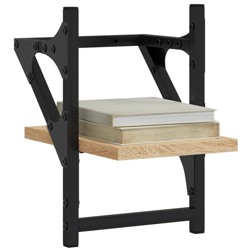 Wall shelves with rods 2 pcs. Sonoma oak 20x25x30 cm