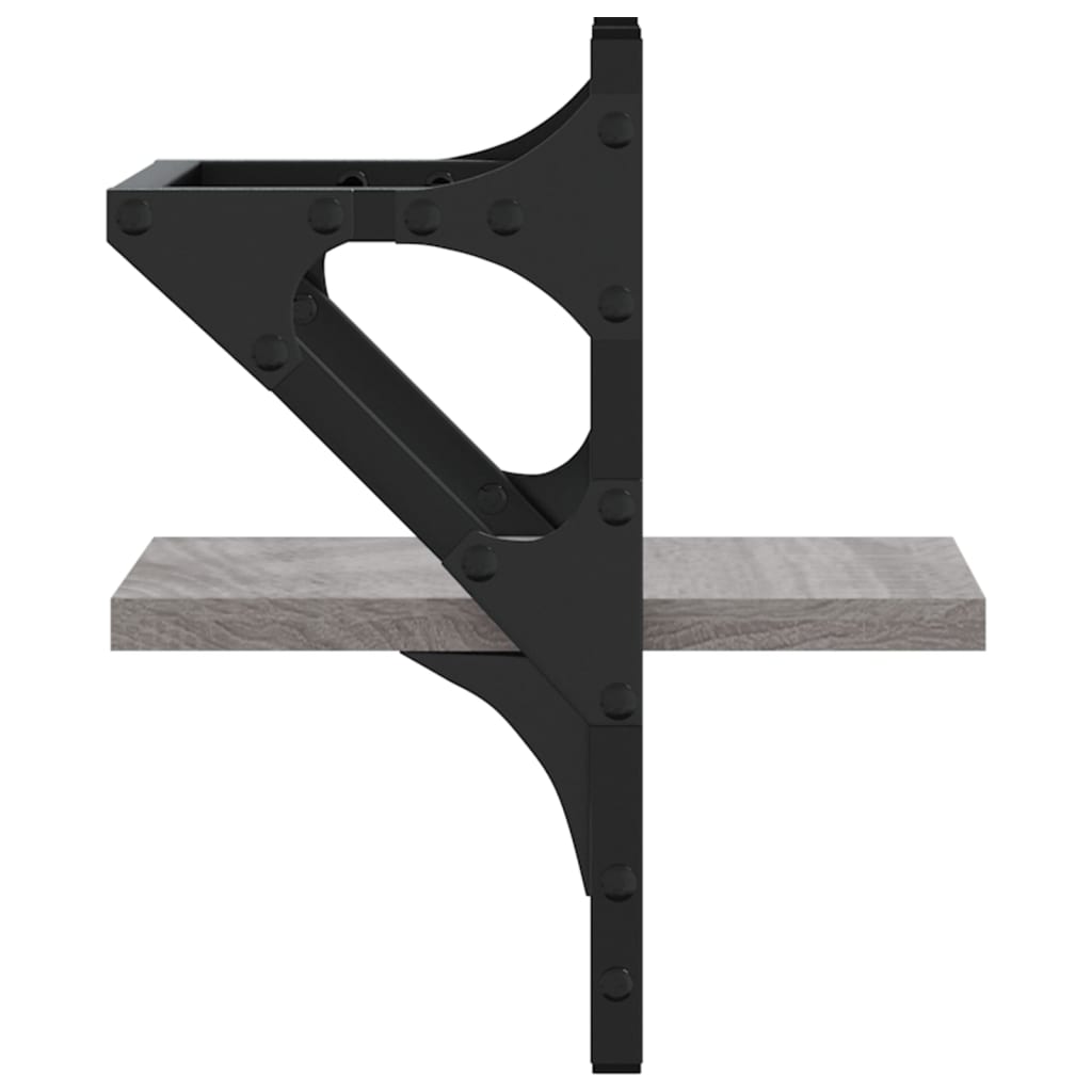 Wall shelves with rods 2 pcs. Gray Sonoma 20x25x30 cm