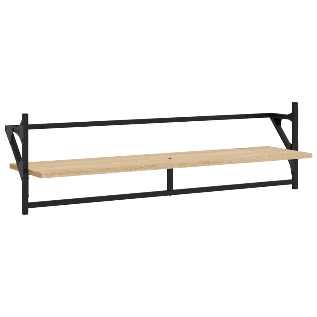 Wandregale mit Stangen 2 Stk. Sonoma-Eiche 100x25x30 cm
