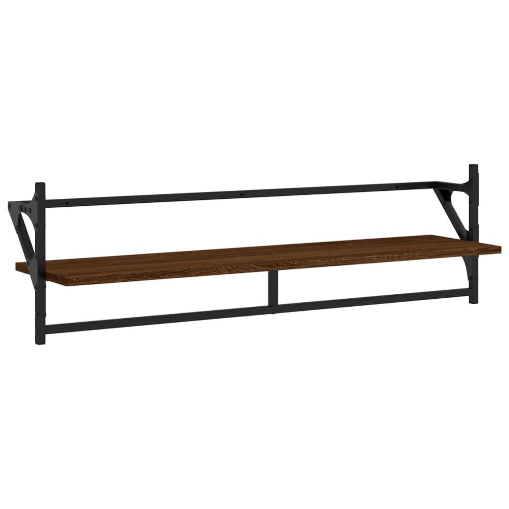 Wandregale mit Stangen 2 Stk. Braun Eichen-Optik 100x25x30 cm