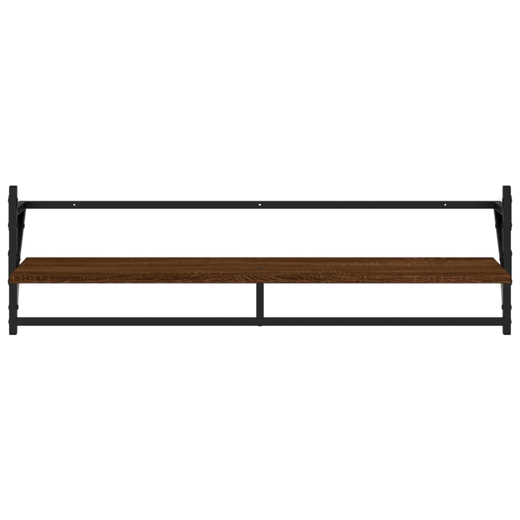 Wandregale mit Stangen 2 Stk. Braun Eichen-Optik 100x25x30 cm