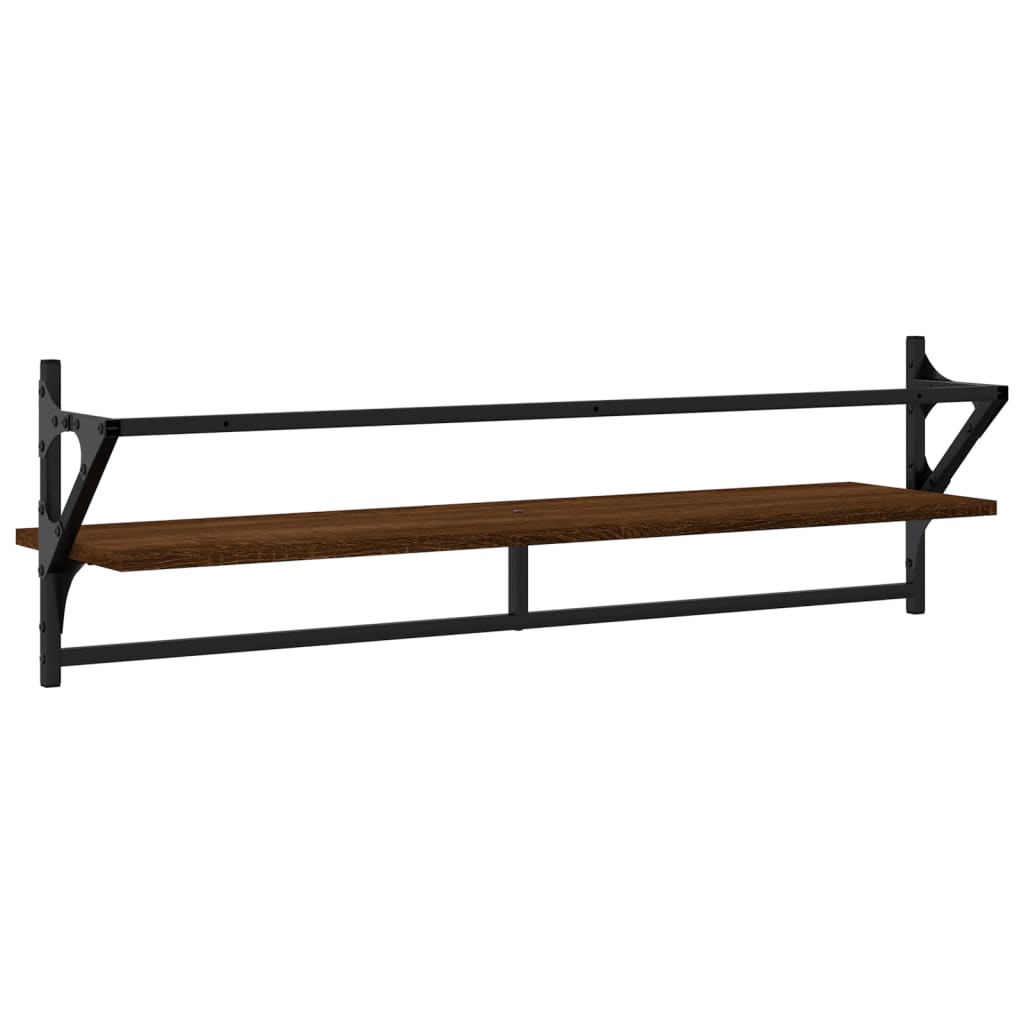 Wandregale mit Stangen 2 Stk. Braun Eichen-Optik 100x25x30 cm