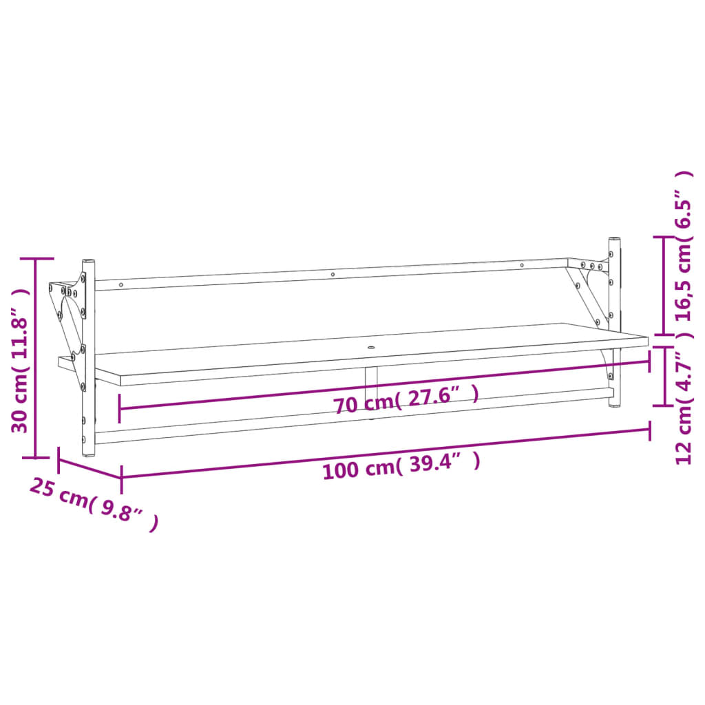 Wandregale mit Stangen 2 Stk. Braun Eichen-Optik 100x25x30 cm