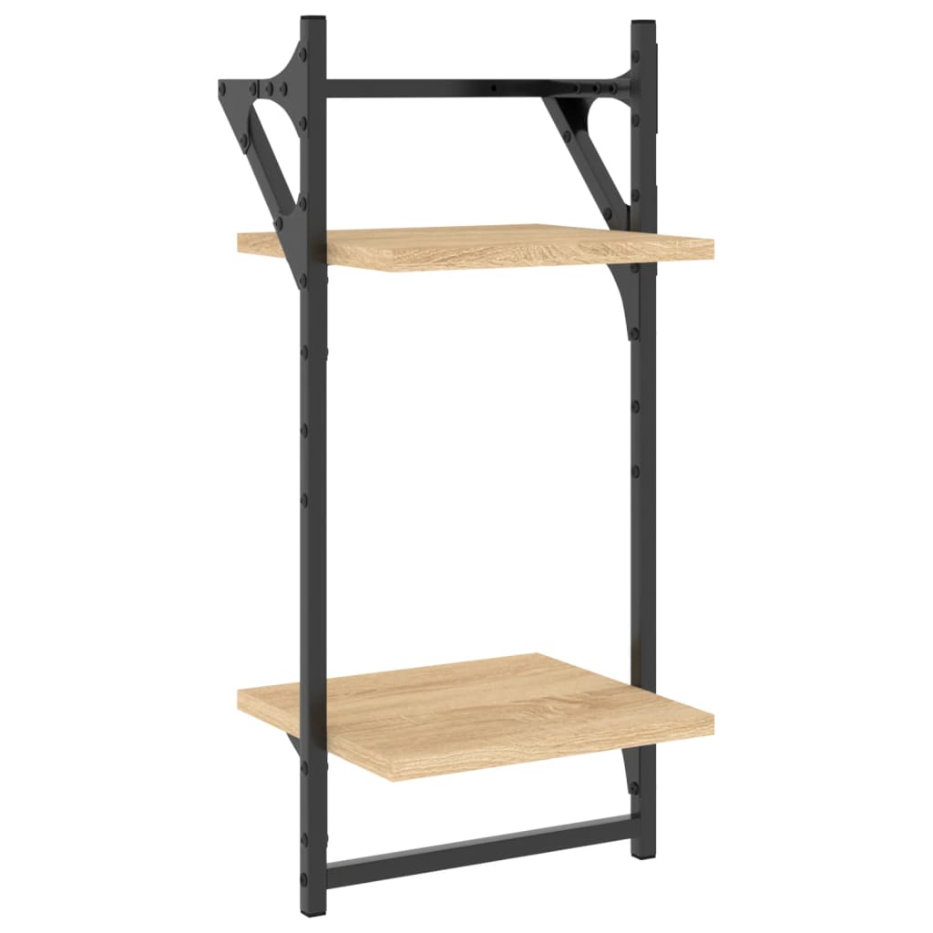 Wall shelves with 2 shelves & rods 2 pcs. Sonoma oak