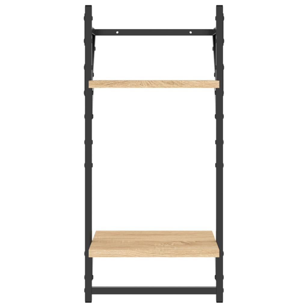 Wall shelves with 2 shelves & rods 2 pcs. Sonoma oak