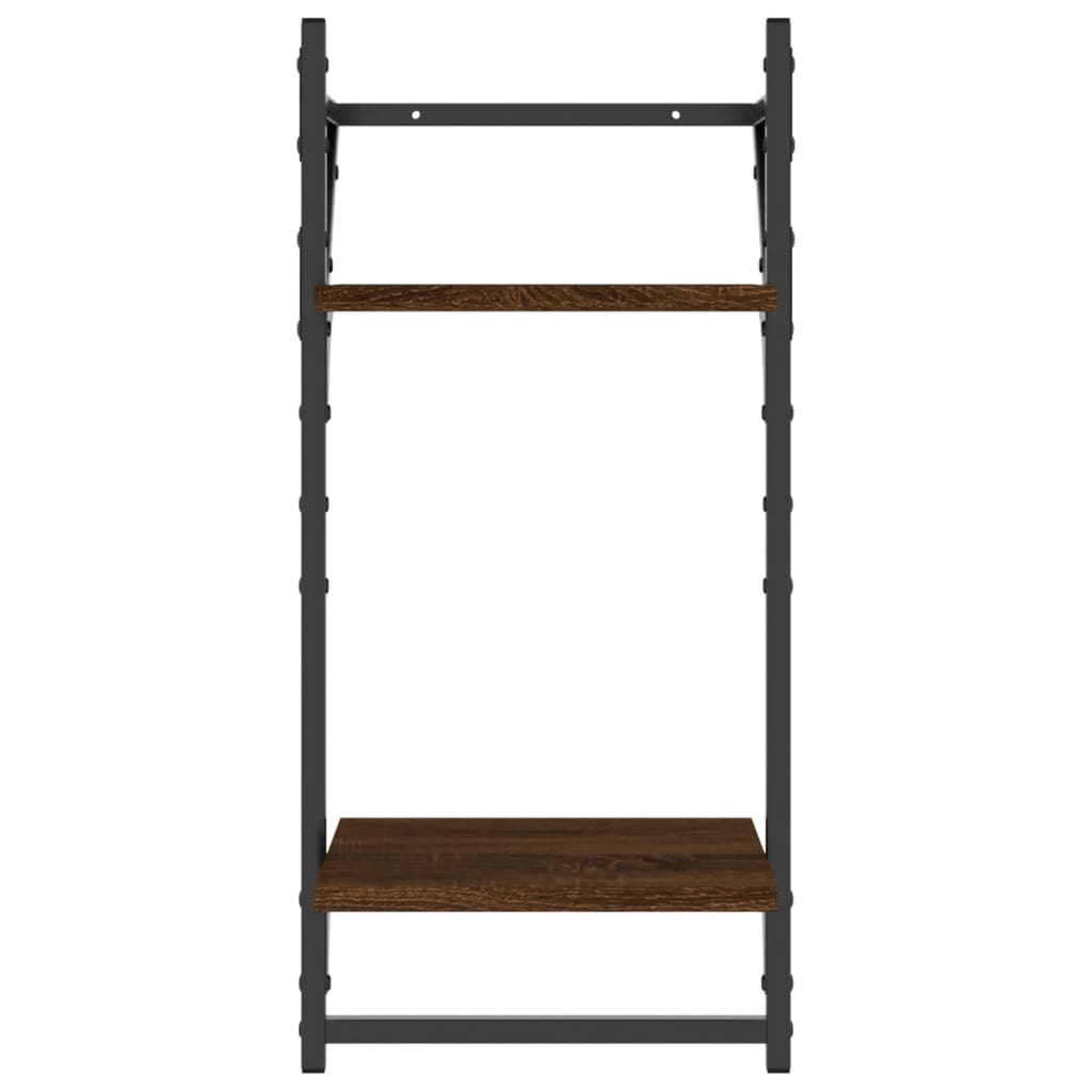 4-piece wall shelf set with rods brown oak look