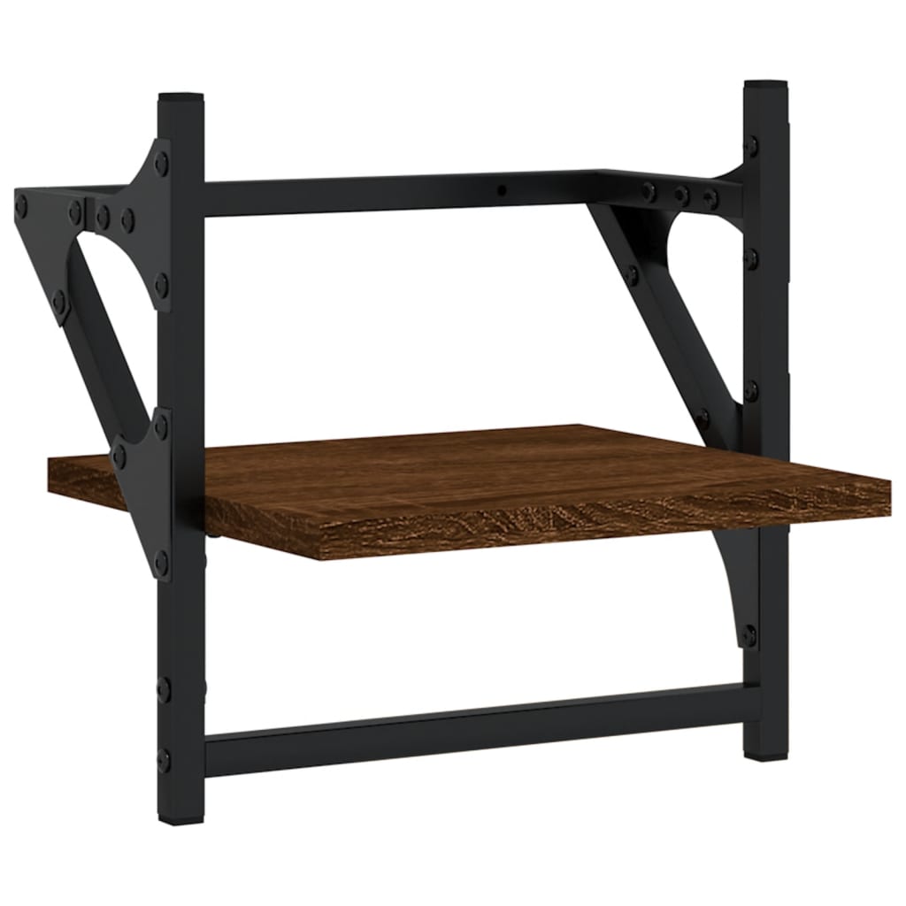 4-piece wall shelf set with rods brown oak look