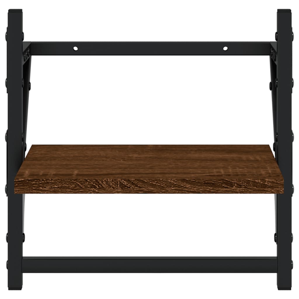 4-piece wall shelf set with rods brown oak look