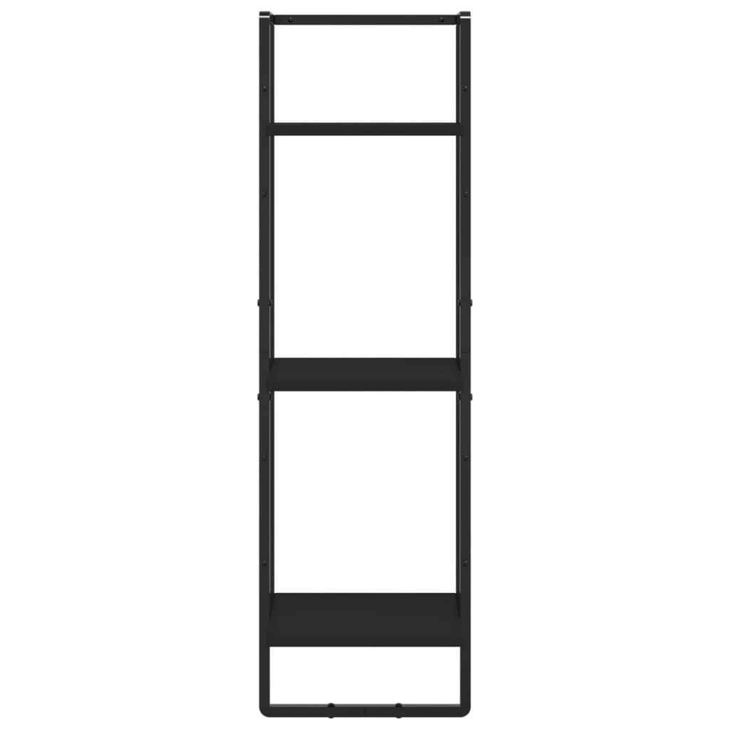 6-piece wall shelf set with rods black wood material