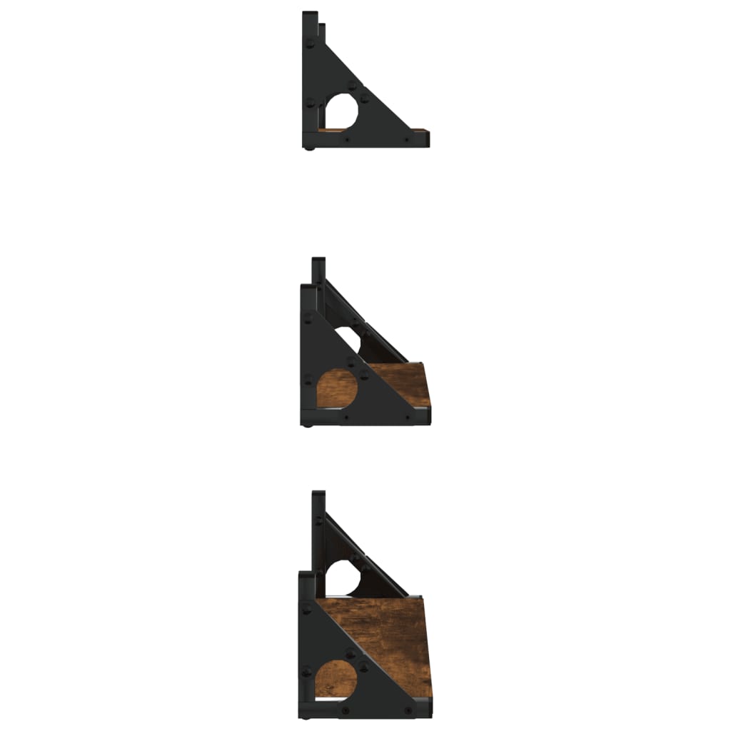 3-piece wall shelf set smoked oak wood material