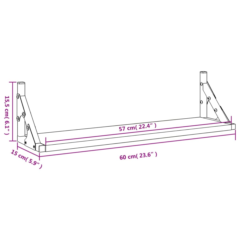 Wandregale 2 Stk. Grau Sonoma 60x15x15,5 cm