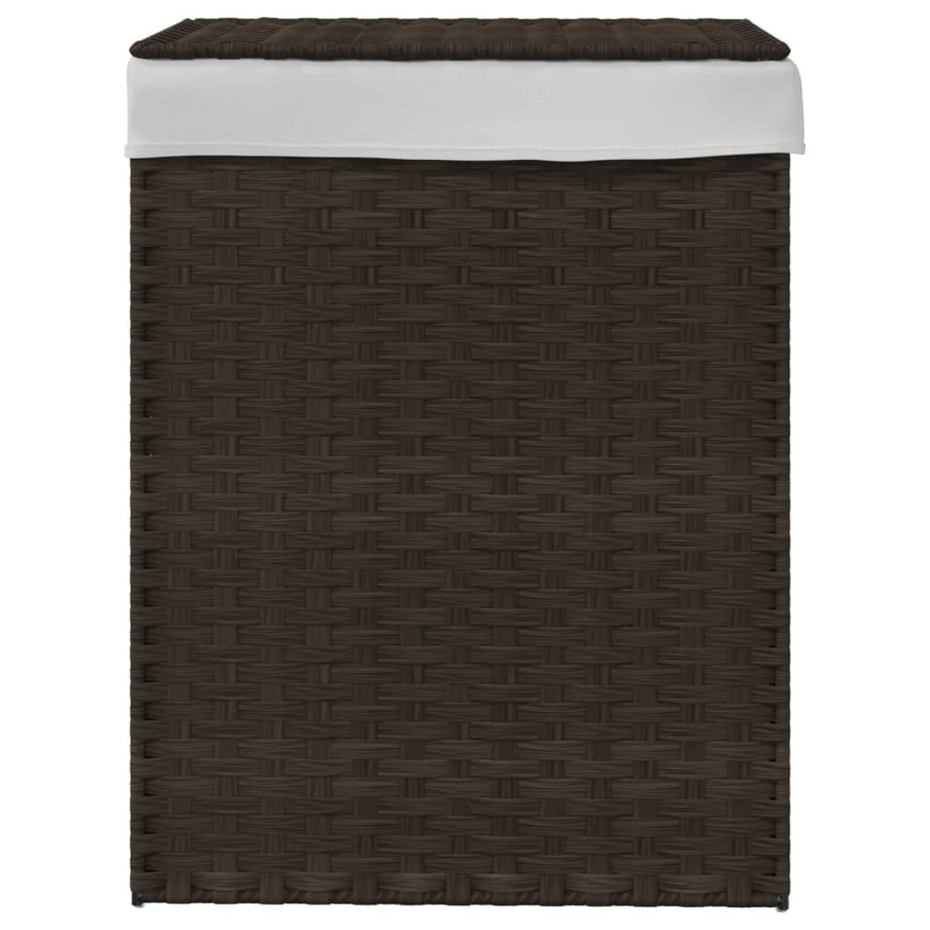 Laundry basket with lid dark brown 46x33x60 cm poly rattan