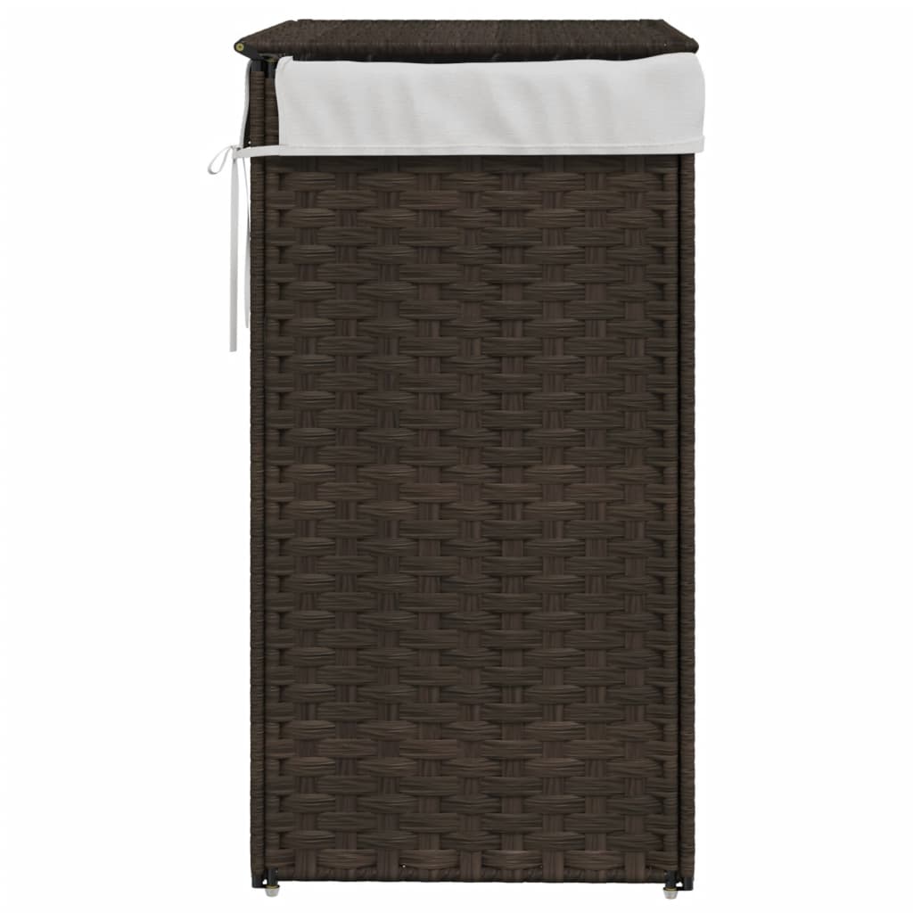 Laundry basket with lid dark brown 46x33x60 cm poly rattan