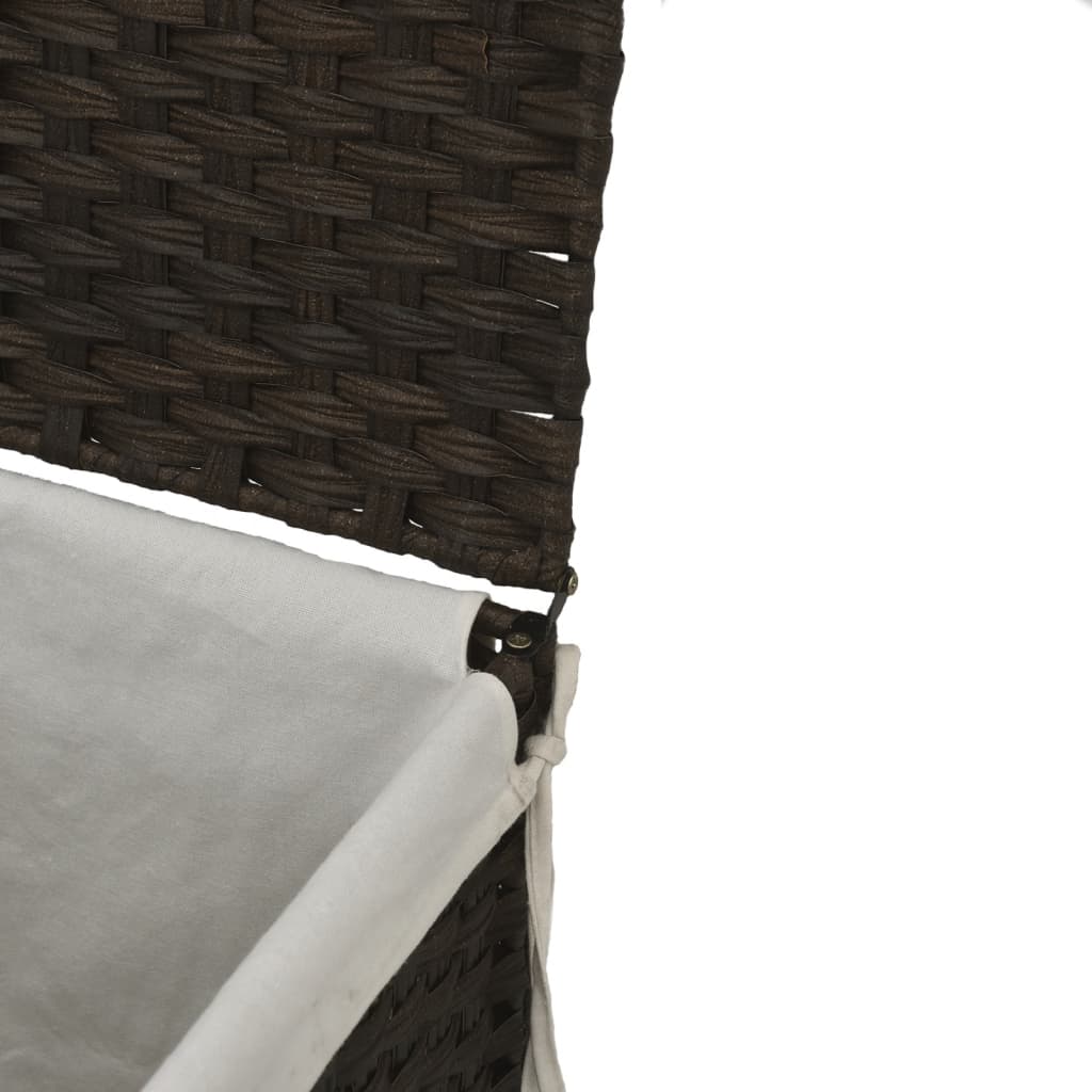 Laundry basket with lid dark brown 46x33x60 cm poly rattan