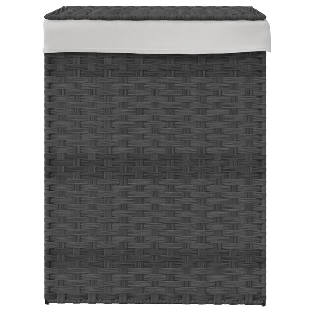 Laundry Basket with Lid Grey 46x33x60 cm Poly Rattan