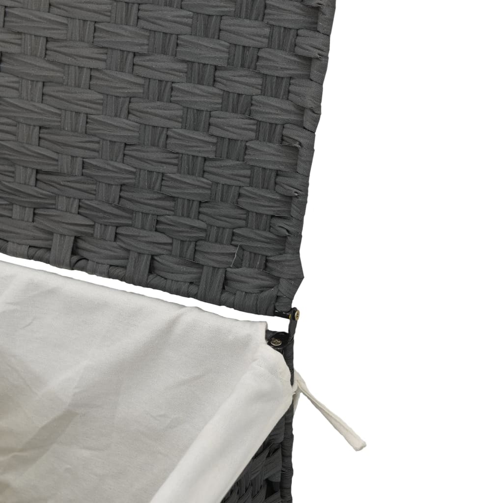 Laundry Basket with Lid Grey 46x33x60 cm Poly Rattan