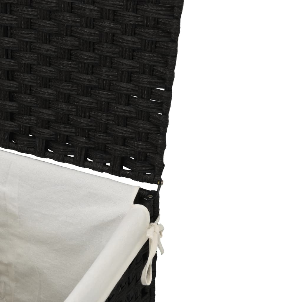Panier à linge avec couvercle noir 46x33x60 cm poly rotin
