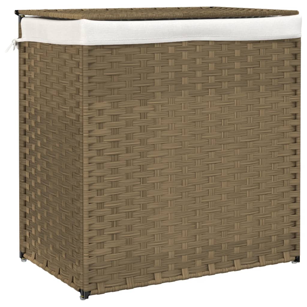 Laundry basket with 2 compartments 53x35x57 cm Poly Rattan