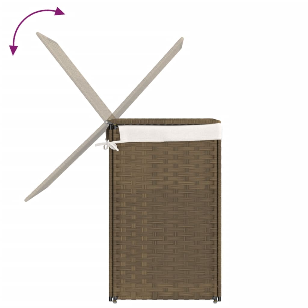 Laundry basket with 2 compartments 53x35x57 cm Poly Rattan