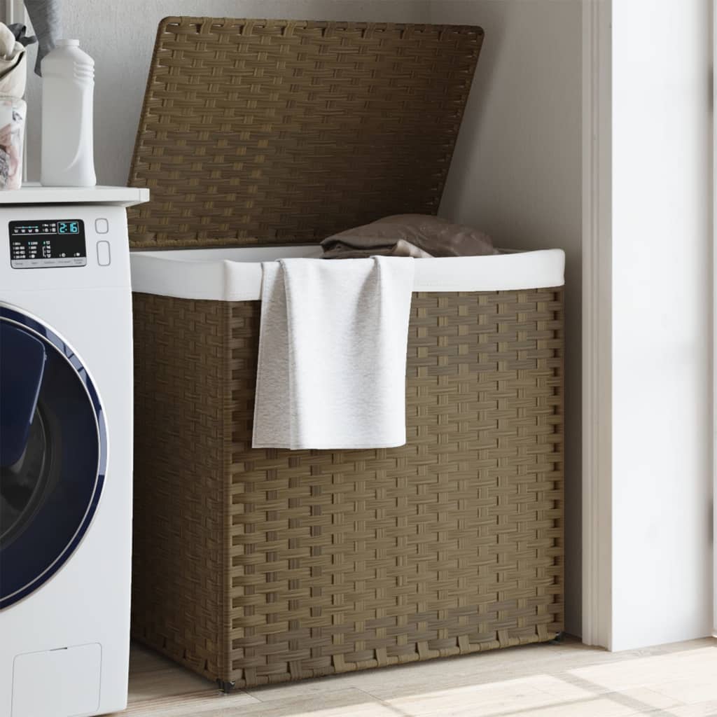 Laundry basket with 2 compartments 53x35x57 cm Poly Rattan