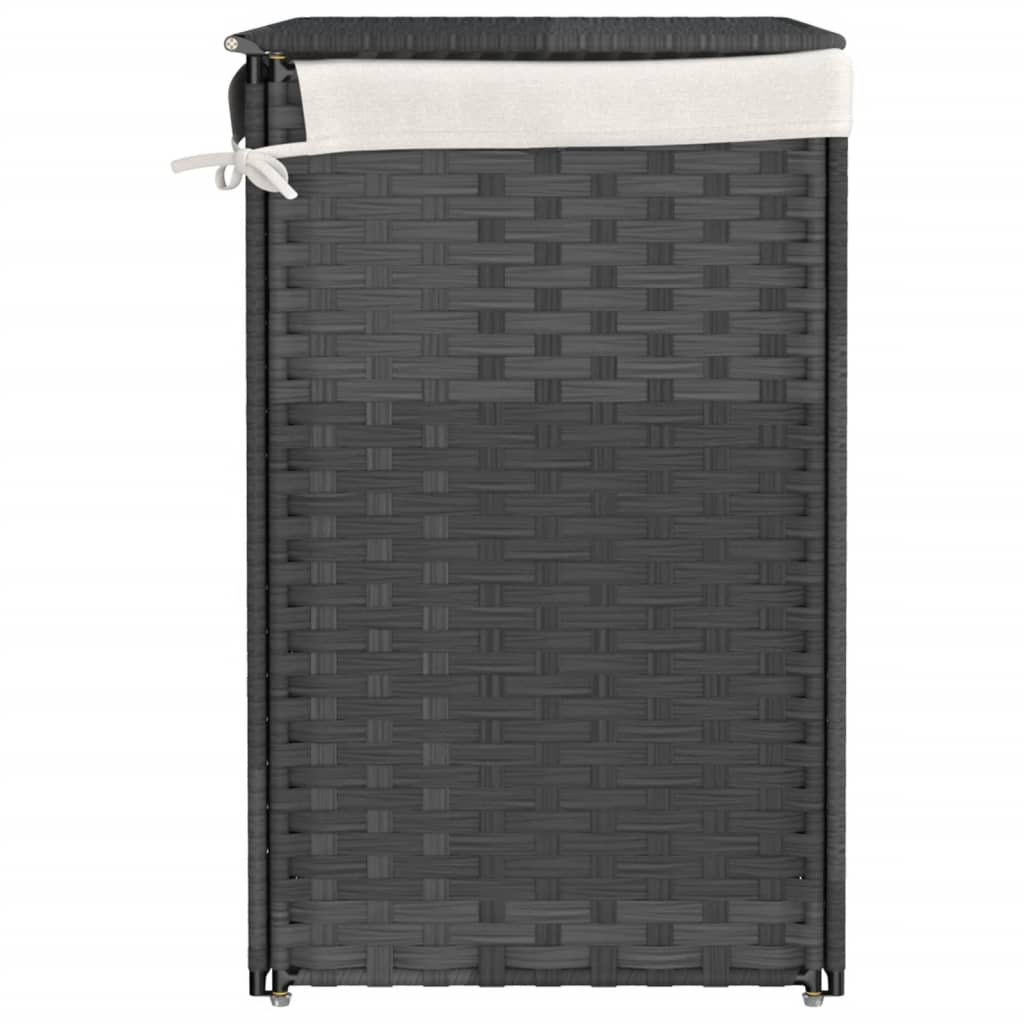 Laundry Basket with 2 Compartments Grey 53x35x57 cm Poly Rattan