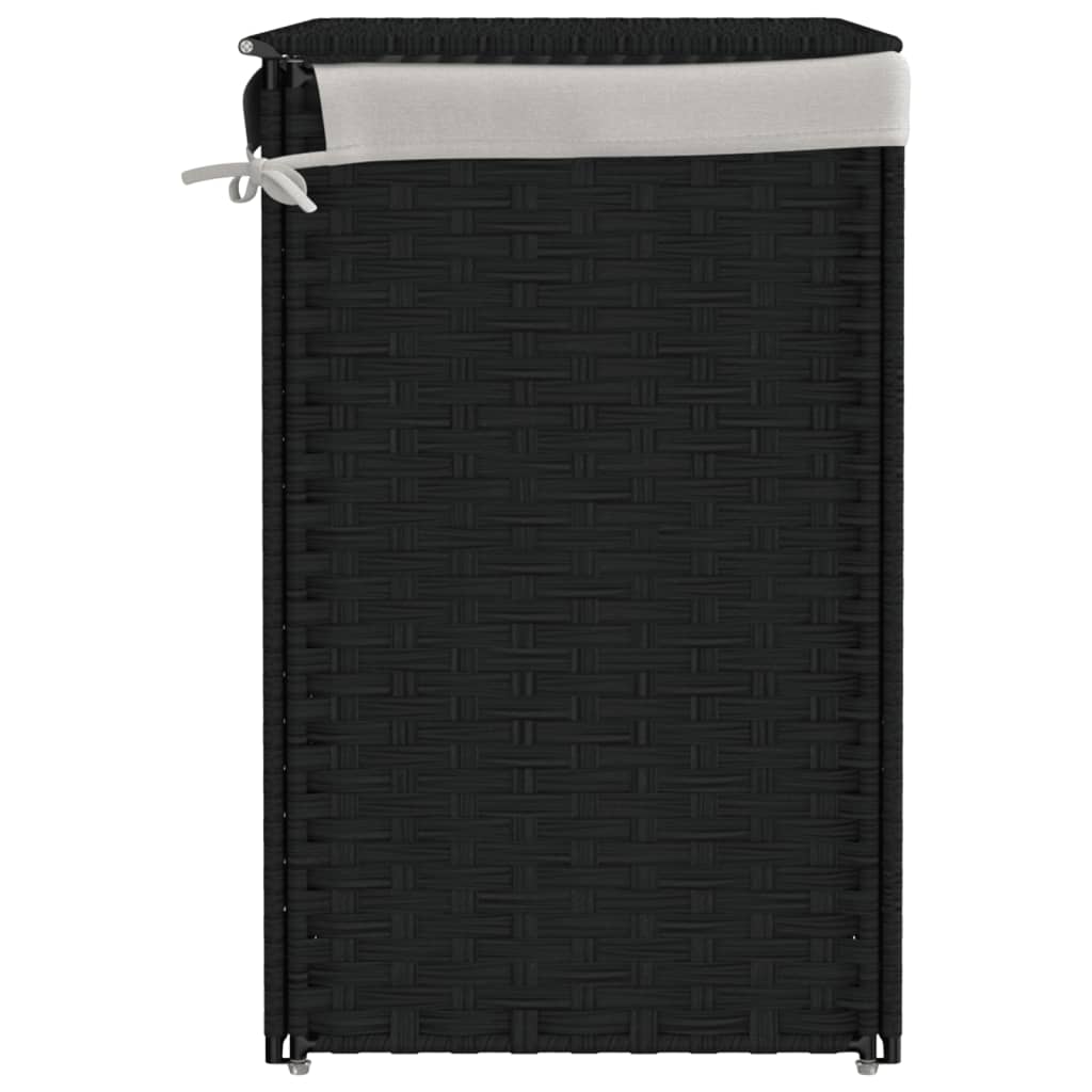 Laundry basket with 2 compartments Black 53x35x57 cm Poly Rattan