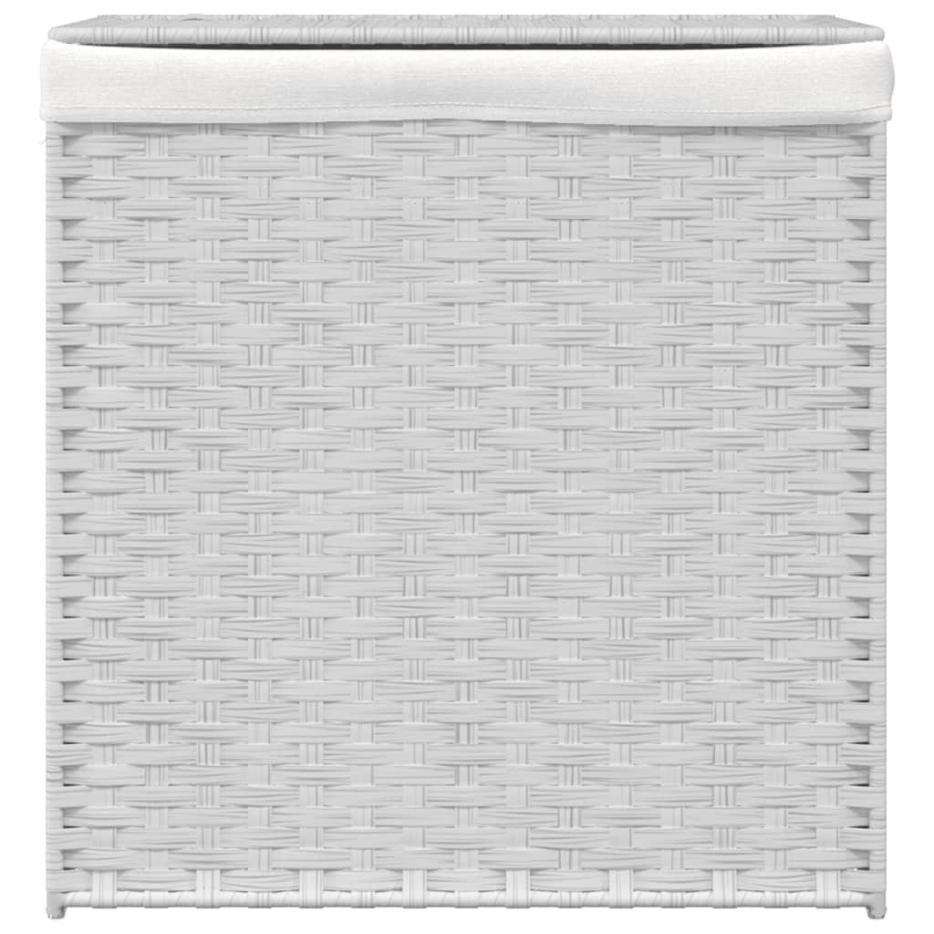 Laundry basket with 2 compartments White 53x35x57 cm Poly Rattan