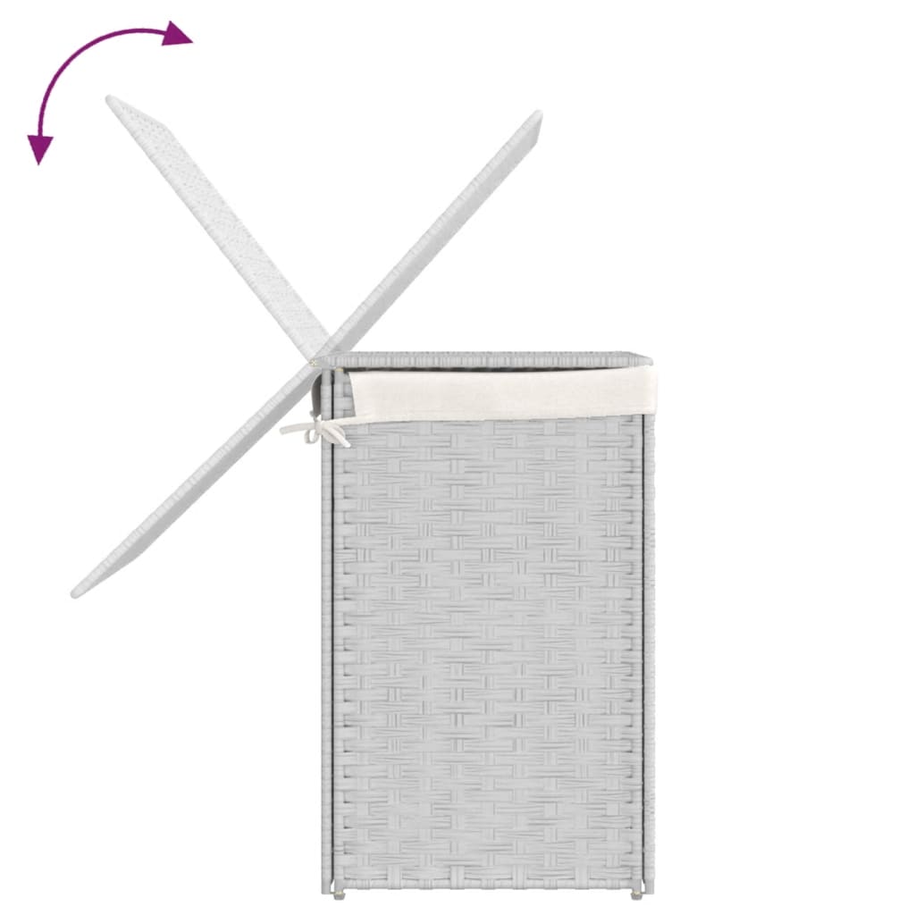 Laundry basket with 2 compartments White 53x35x57 cm Poly Rattan