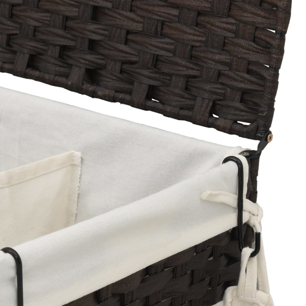 Laundry Basket with Wheels Dark Brown 60x35x60.5 cm Rattan