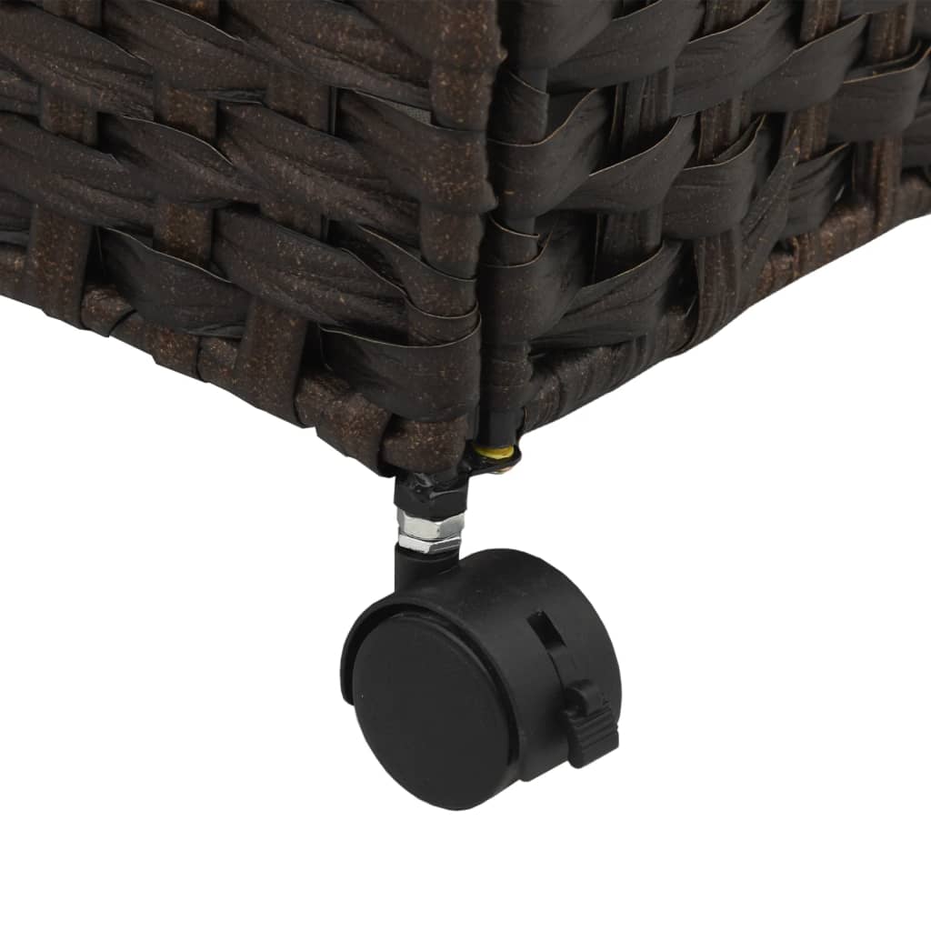 Laundry Basket with Wheels Dark Brown 60x35x60.5 cm Rattan