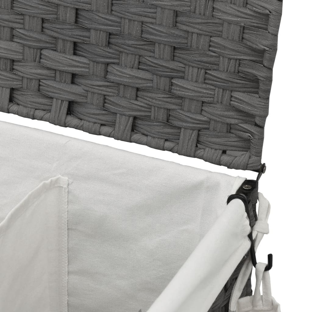 Laundry Basket with Wheels Grey 60x35x60.5 cm Rattan