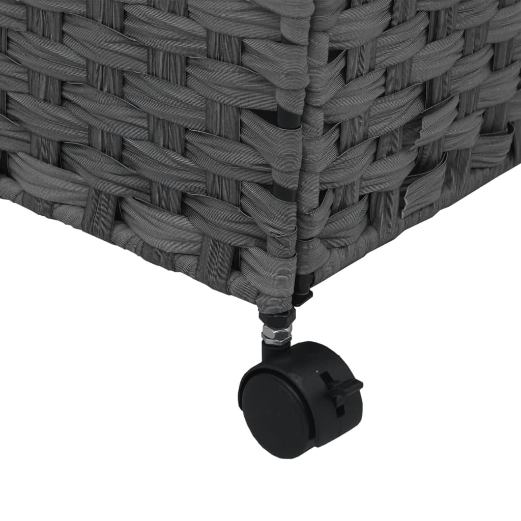 Laundry Basket with Wheels Grey 60x35x60.5 cm Rattan