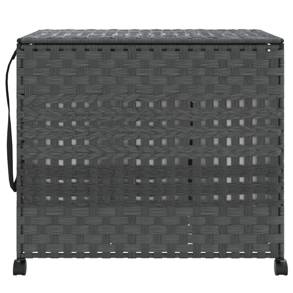 Laundry Basket with Wheels Grey 66x35x60 cm Rattan
