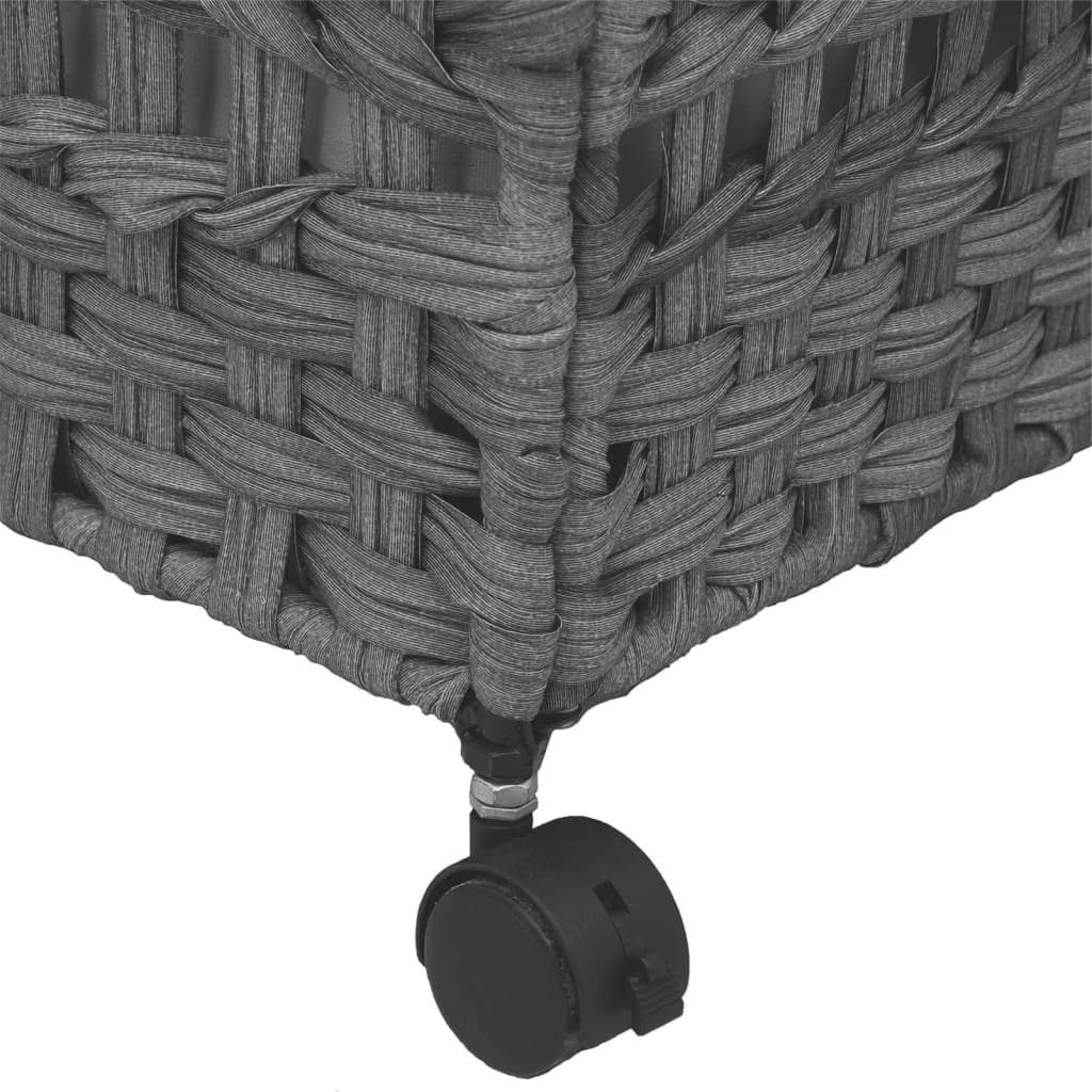 Laundry Basket with Wheels Grey 66x35x60 cm Rattan
