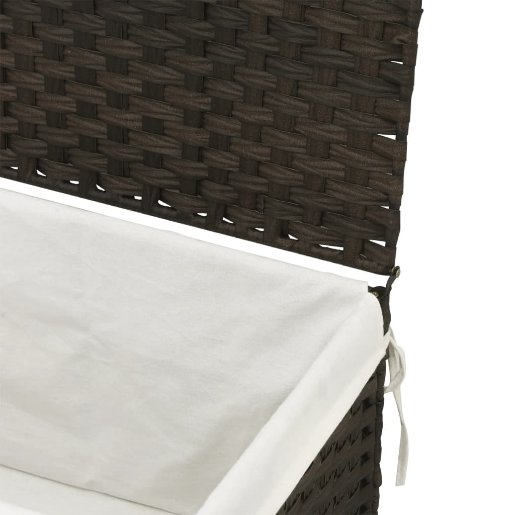 Laundry basket with lid dark brown 55.5x35x34 cm poly rattan