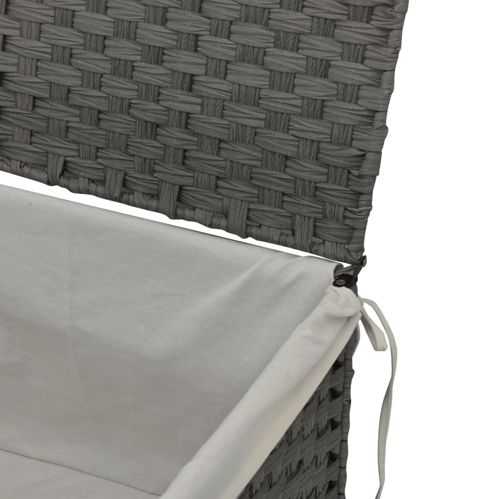 Panier à linge avec couvercle gris 55,5x35x34 cm poly rotin