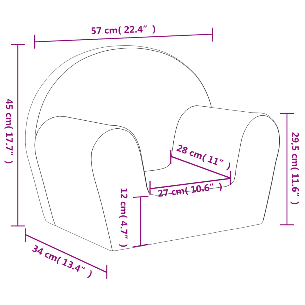 Children's sofa pink soft plush