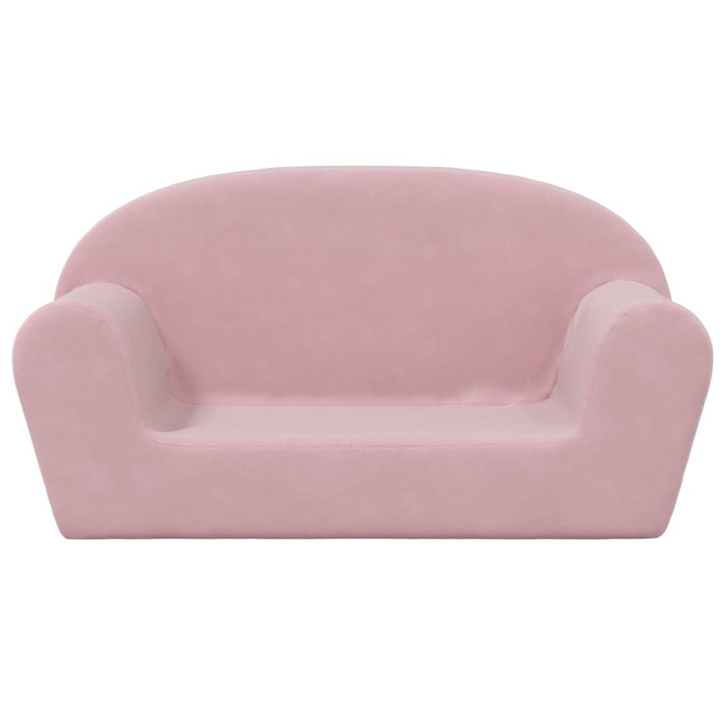 Children's sofa 2-seater pink soft plush