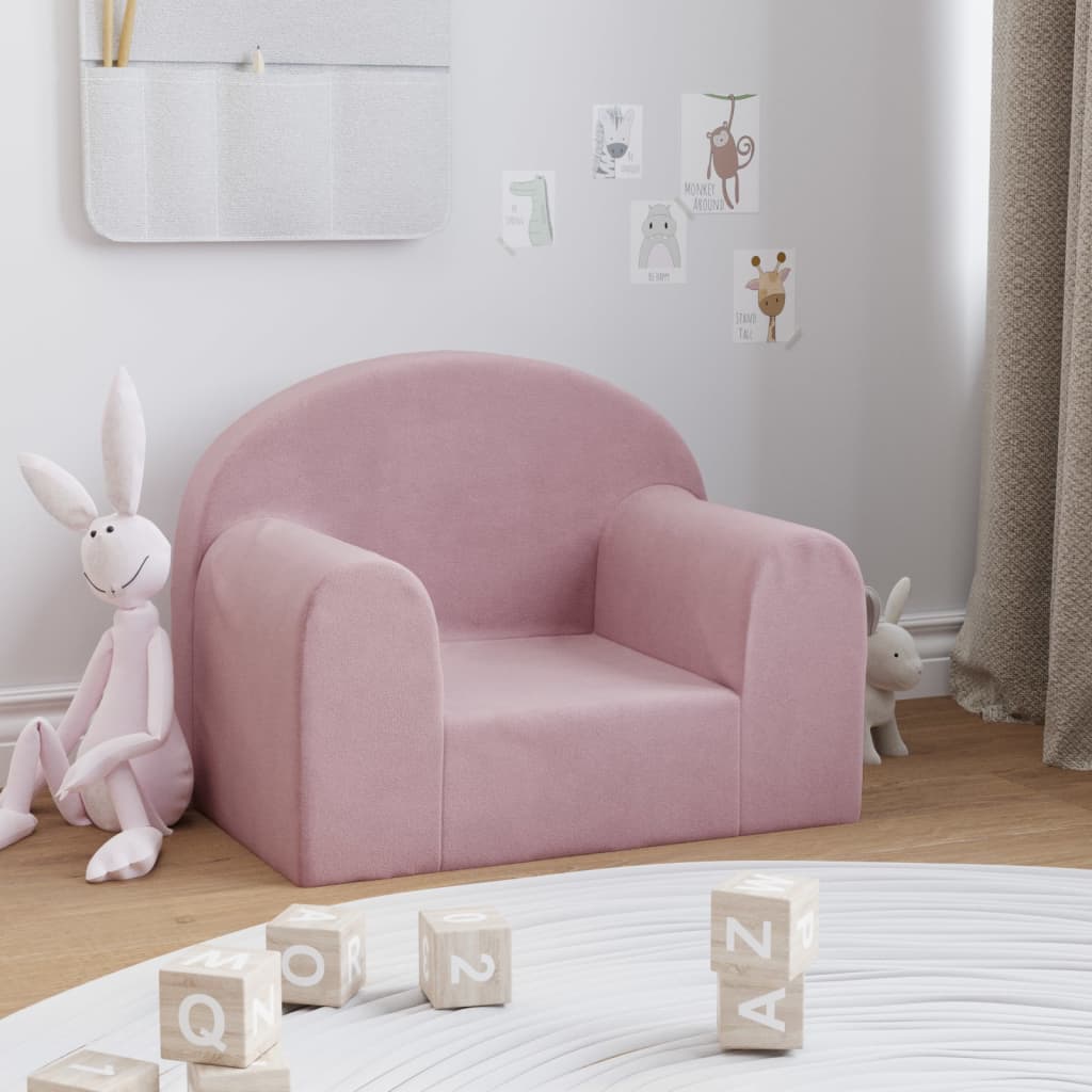 Children's sofa pink soft plush