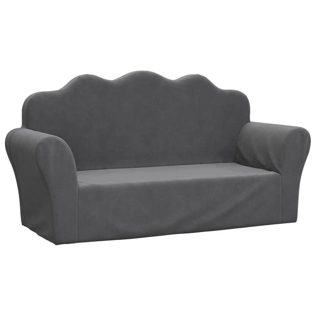 Canapé enfant 2 places anthracite en peluche douce