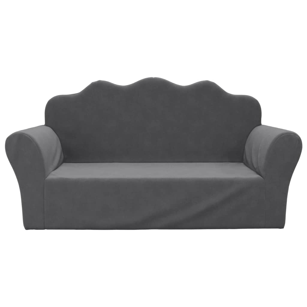 Canapé enfant 2 places anthracite en peluche douce