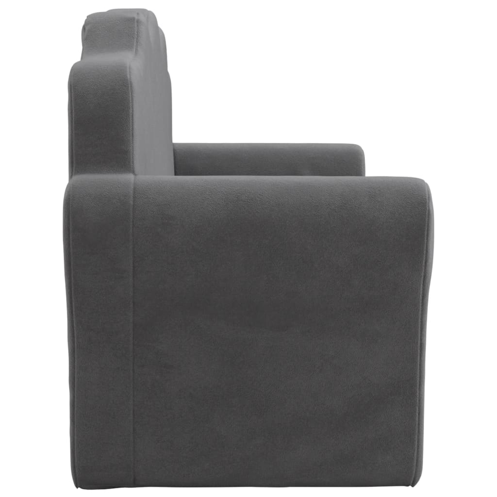 Canapé enfant 2 places anthracite en peluche douce