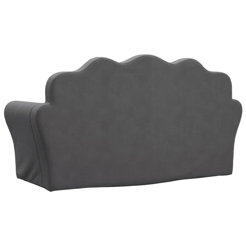 Canapé enfant 2 places anthracite en peluche douce