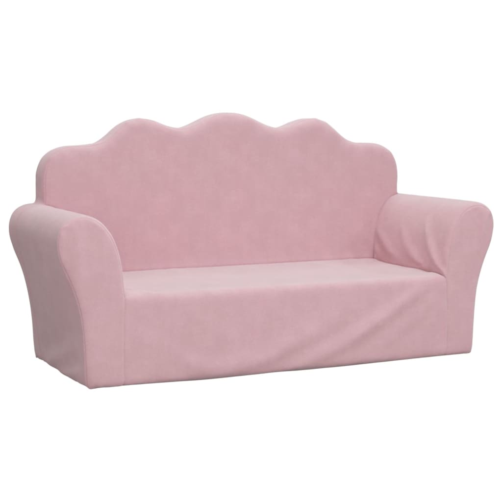 Children's sofa 2-seater pink soft plush